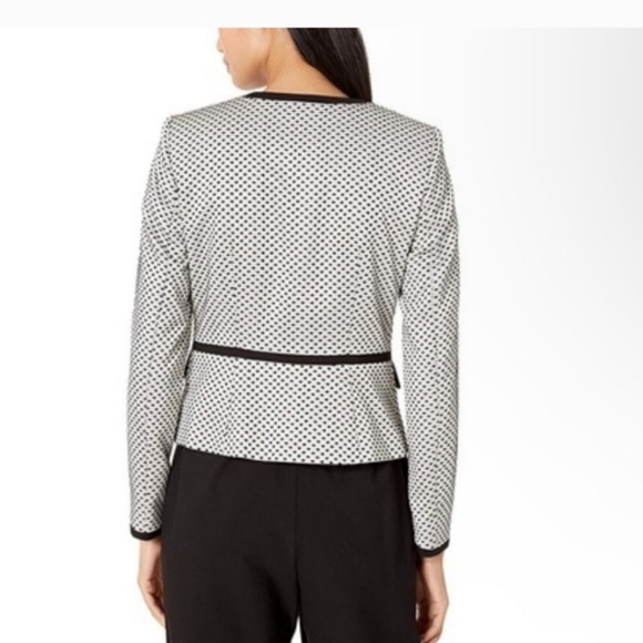 CALVIN KLEIN women’s black white zippered blazer jacket sz 6P career work office - Picture 3 of 11